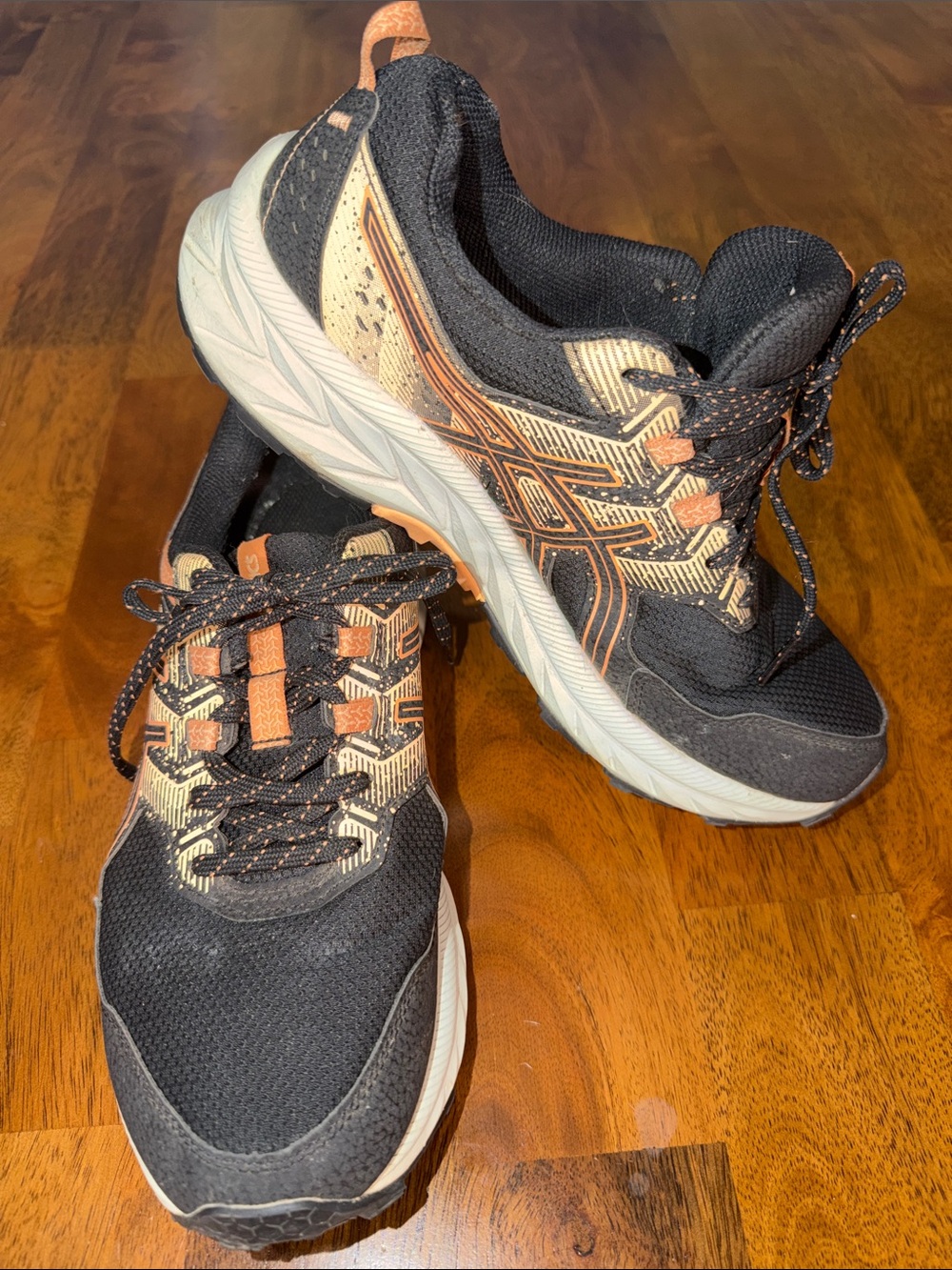 Asics Black and Peach Women's Athletic Sneakers